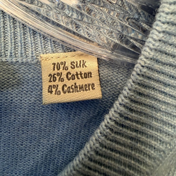 Peter Millar Size Medium Silk Cotton Cashmere Blend Sweater Vest Light Blue Golf - Picture 4 of 9